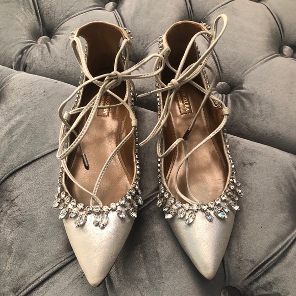 Aquazzura Shoes - BNIB $1100 Aquazurra Christy Jeweled Flats Sz 37.
